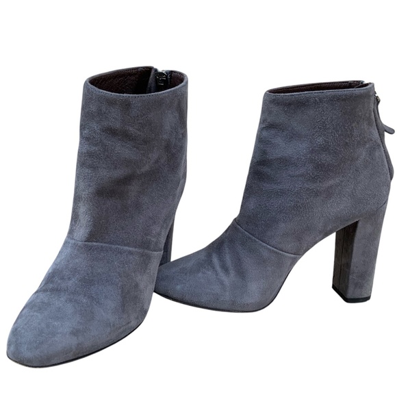 J Crew Adele Grey Italian Suede Leather Heeled Back Zipper Ankle Boots S… - Picture 3 of 7